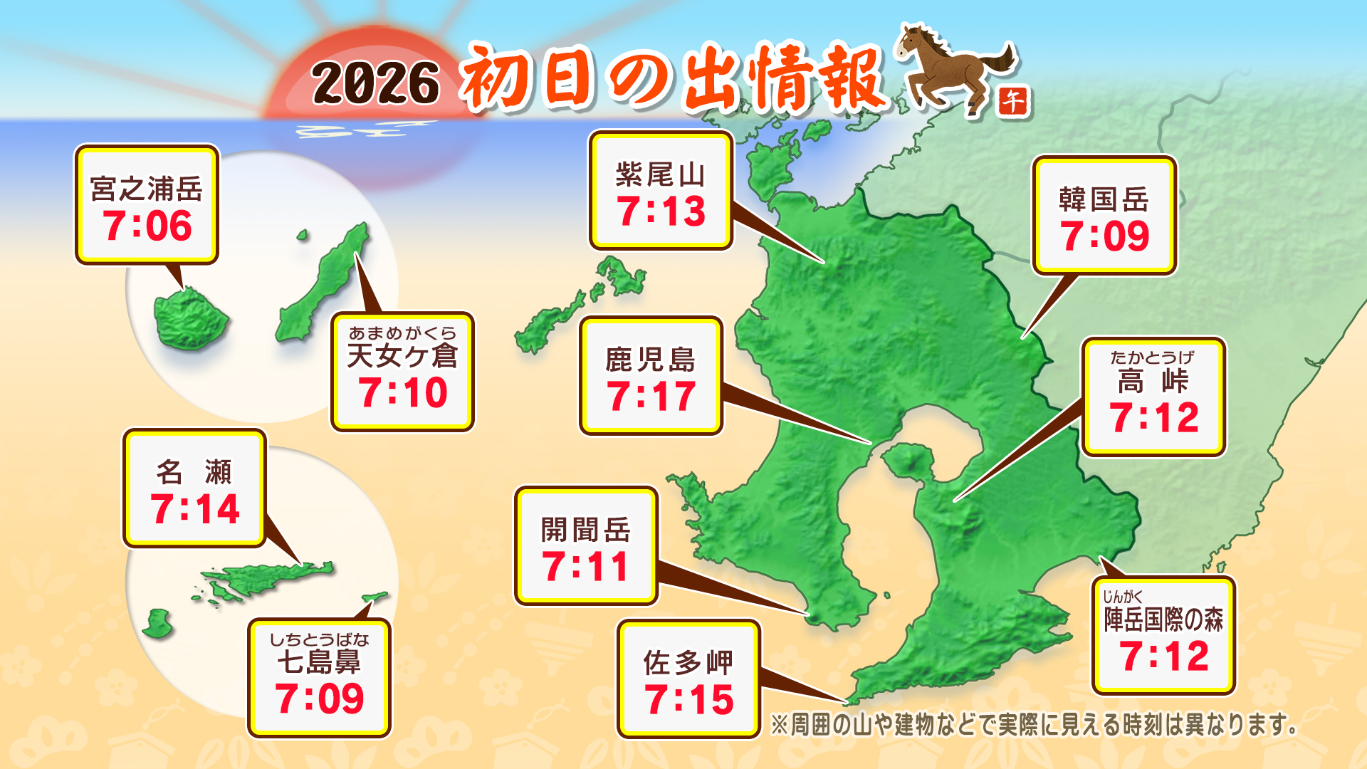 2026初日の出情報　鹿児島